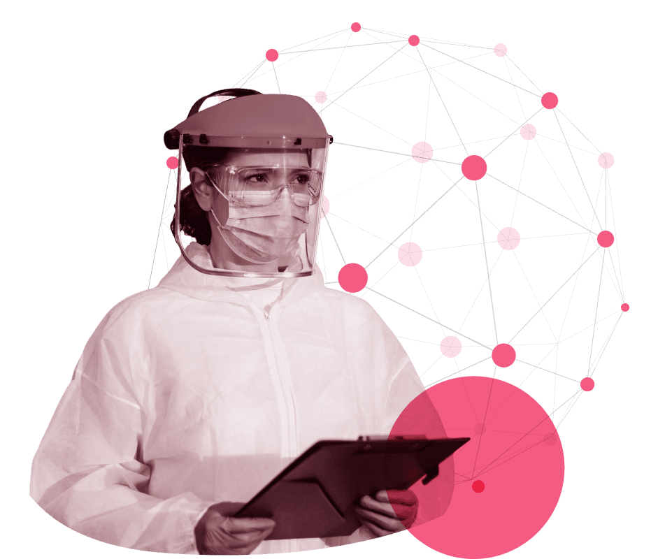 Public health offcial with Helix circles