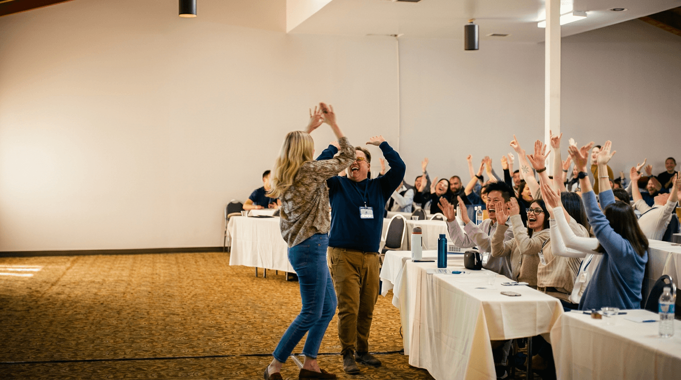 Helix team members celebrating together at a company event
